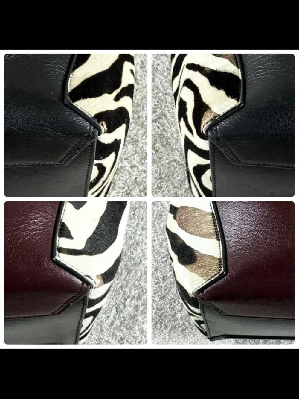 Mulberry Black Leather Shoulder Bag with Zebra-Print Panels - Picture 8 of 14